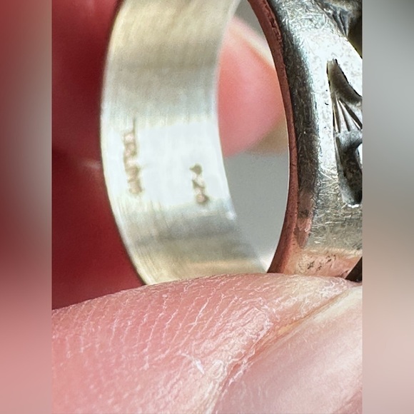 STERLING SILVER BAND RING ABSTRACT DESIGN WEDDING ENGAGEMENT 9’ 6.3g 4030 P - Picture 7 of 10